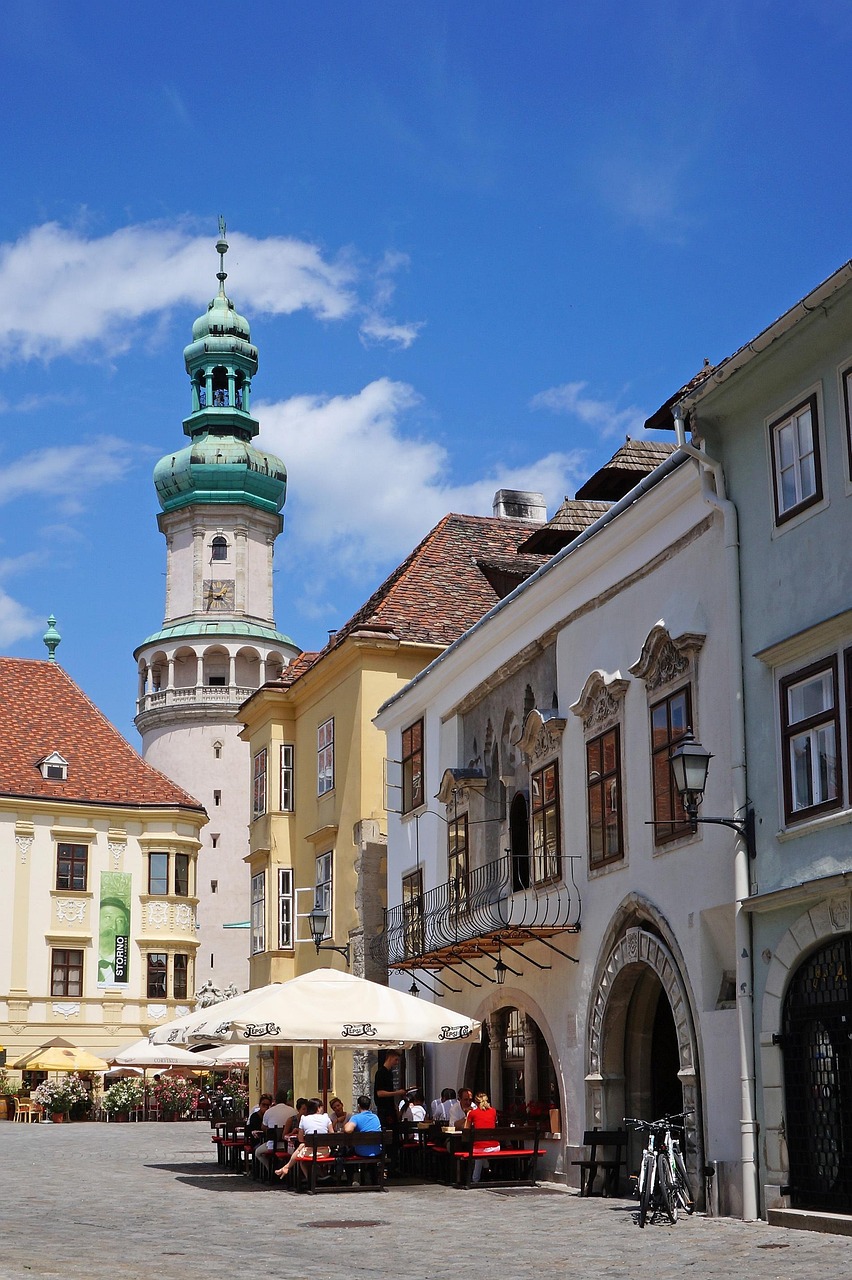 Main square of Sopron with the Firewatch Tower